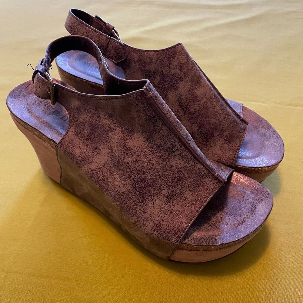 Pierre Dumas Hester-14 Bronze Women's Platform Wedge Open Toe Sandals Size 9